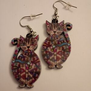 Whimsical Multicolor Cat Earrings